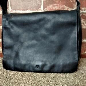 The Sak Black Pure Leather Flap Messenger Crossbody Bag Purse